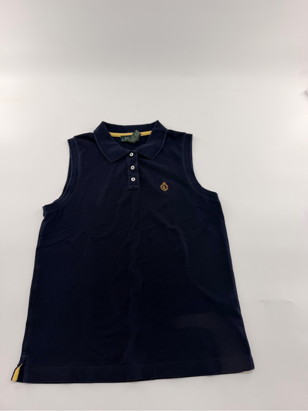 LAUREN Ralph Lauren Sleeveless Polo Shirt Navy Blue Embroidered Preppy Medium